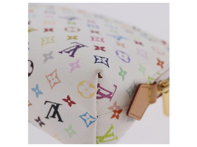 LOUIS VUITTON Monogram Multicolor Pochette Cosmetic Pouch M47354 LV Auth 204614V Bianco - vista 16