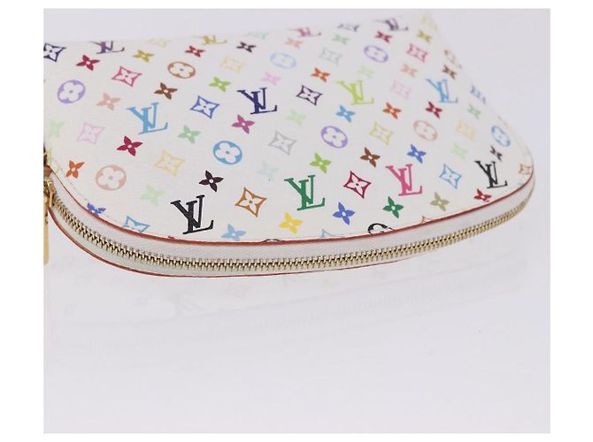 LOUIS VUITTON Monogram Multicolor Pochette Cosmetic Pouch M47354 LV Auth 204614V Bianco - vista 5