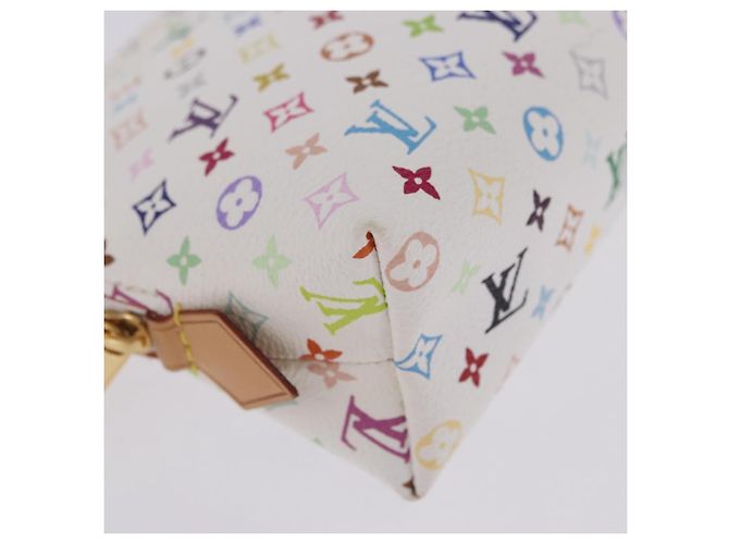 LOUIS VUITTON Monogram Multicolor Pochette Cosmetic Pouch M47354 LV Auth 204614V Bianco - vista 8