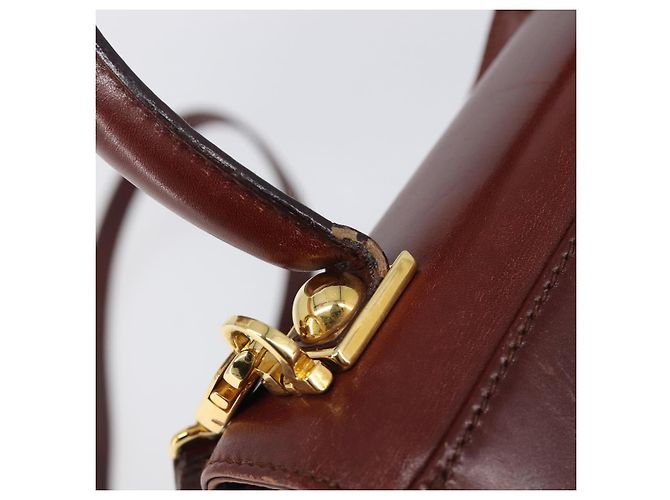 Borsa Salvatore Ferragamo Gancini in pelle 2way Brown Gold Auth LN168 - vista 17