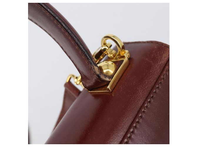Borsa Salvatore Ferragamo Gancini in pelle 2way Brown Gold Auth LN168 - vista 18