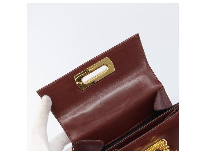 Borsa Salvatore Ferragamo Gancini in pelle 2way Brown Gold Auth LN168 - vista 22