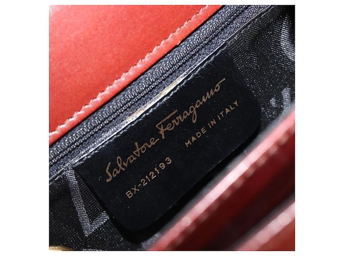 Borsa Salvatore Ferragamo Gancini in pelle 2way Brown Gold Auth LN168 - vista 23