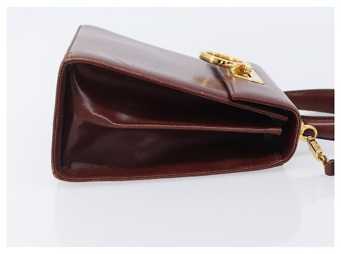 Borsa Salvatore Ferragamo Gancini in pelle 2way Brown Gold Auth LN168 - vista 4