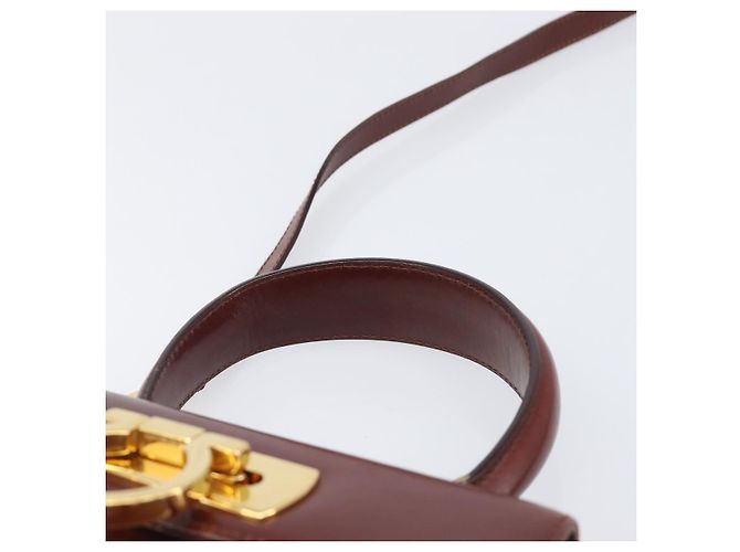Borsa Salvatore Ferragamo Gancini in pelle 2way Brown Gold Auth LN168 - vista 8