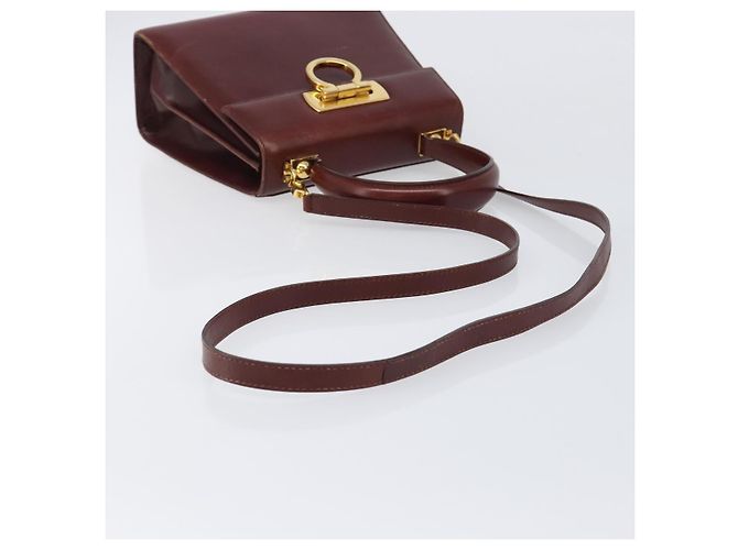 Borsa Salvatore Ferragamo Gancini in pelle 2way Brown Gold Auth LN168 - vista 9