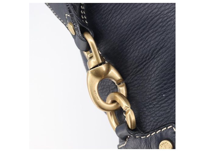 Céline Borsa a mano CELINE in pelle nera e oro Auth am12599V Nero D'oro - vista 14