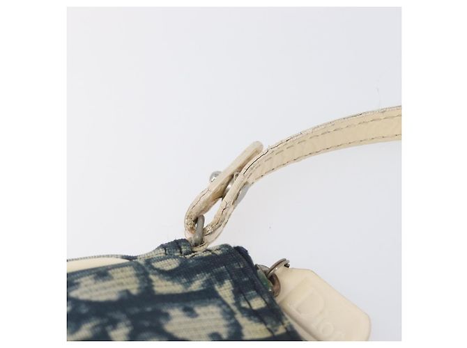 Pouch Saddle Christian Dior Trotter Canvas PVC Navy Silver Auth am12667A Argento Blu navy - vista 10