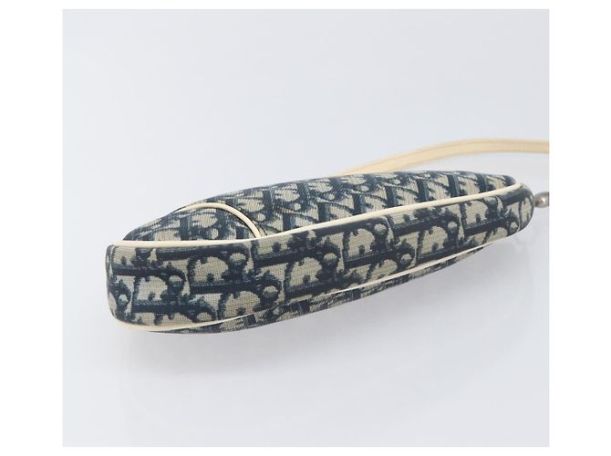 Pouch Saddle Christian Dior Trotter Canvas PVC Navy Silver Auth am12667A Argento Blu navy - vista 11