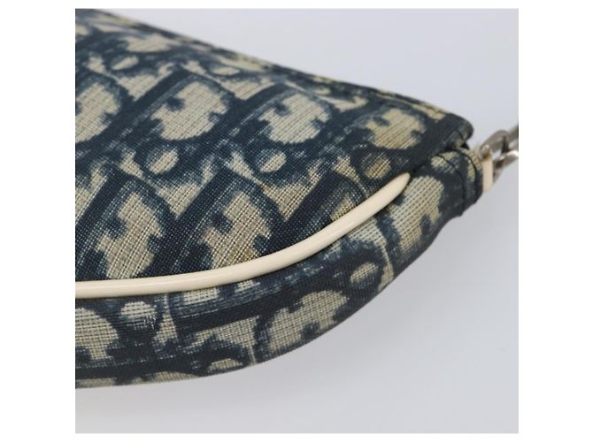 Pouch Saddle Christian Dior Trotter Canvas PVC Navy Silver Auth am12667A Argento Blu navy - vista 12