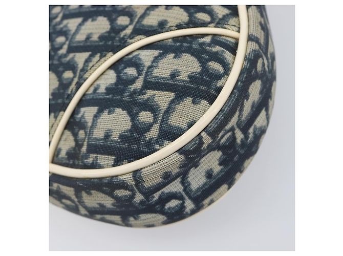 Pouch Saddle Christian Dior Trotter Canvas PVC Navy Silver Auth am12667A Argento Blu navy - vista 13