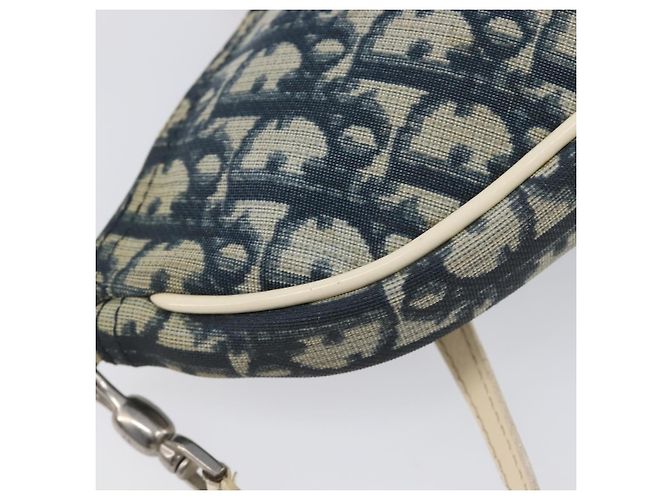 Pouch Saddle Christian Dior Trotter Canvas PVC Navy Silver Auth am12667A Argento Blu navy - vista 15