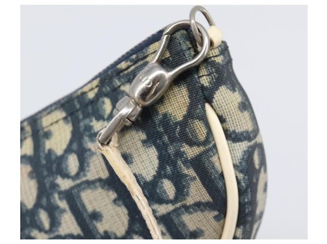 Pouch Saddle Christian Dior Trotter Canvas PVC Navy Silver Auth am12667A Argento Blu navy - vista 16