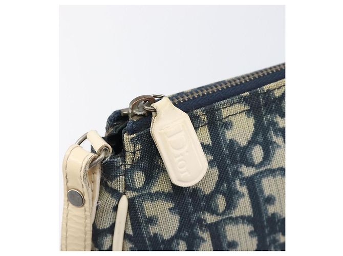 Pouch Saddle Christian Dior Trotter Canvas PVC Navy Silver Auth am12667A Argento Blu navy - vista 17