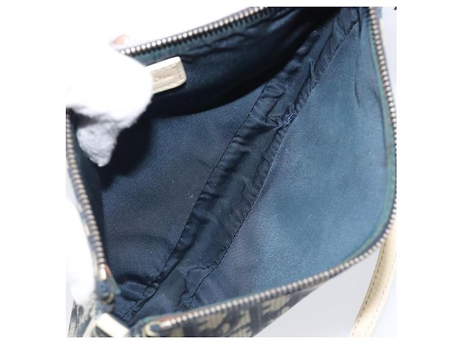 Pouch Saddle Christian Dior Trotter Canvas PVC Navy Silver Auth am12667A Argento Blu navy - vista 19