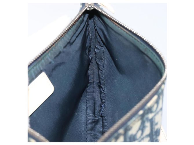 Pouch Saddle Christian Dior Trotter Canvas PVC Navy Silver Auth am12667A Argento Blu navy - vista 20