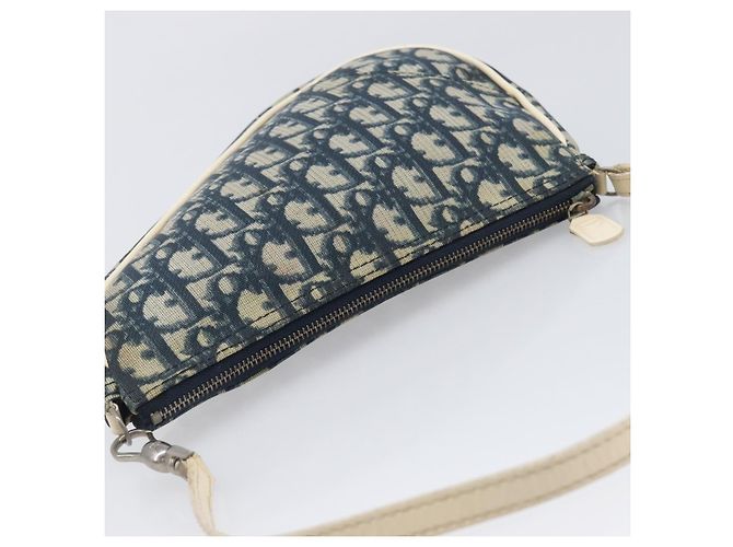 Pouch Saddle Christian Dior Trotter Canvas PVC Navy Silver Auth am12667A Argento Blu navy - vista 6