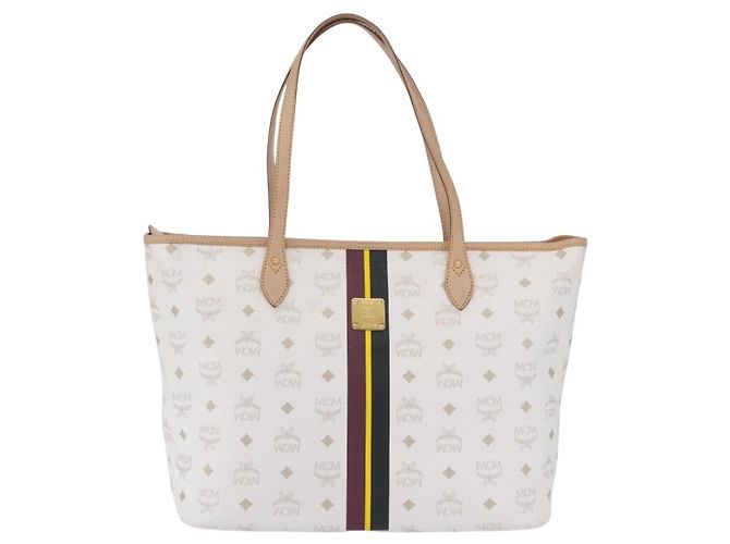 MCM Vicetos Logogram Tote Bag PVC Leather White Auth 205128 Weiß - Ansicht 2