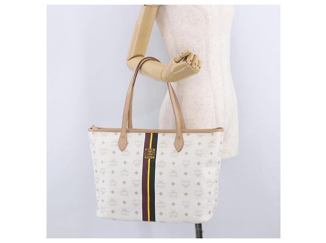 MCM Vicetos Logogram Tote Bag PVC Leather White Auth 205128 Weiß - Ansicht 30