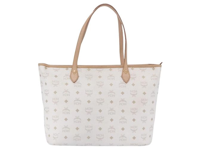 MCM Vicetos Logogram Tote Bag PVC Leather White Auth 205128 Weiß - Ansicht 4
