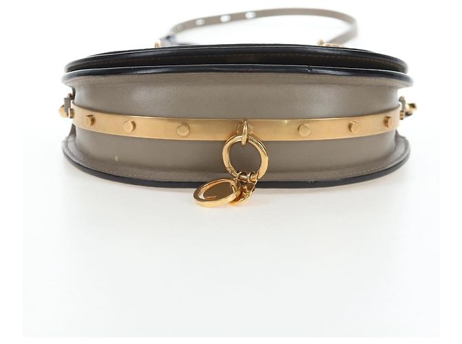 Chloé Chloe Nile Minaudiere Handtasche Leder 2way Beige Gold Auth 203780V Golden - Ansicht 12