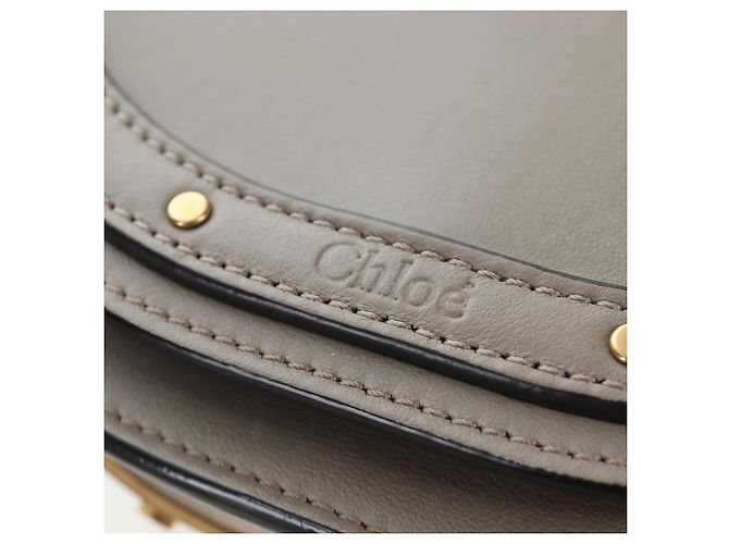 Chloé Chloe Nile Minaudiere Handtasche Leder 2way Beige Gold Auth 203780V Golden - Ansicht 17
