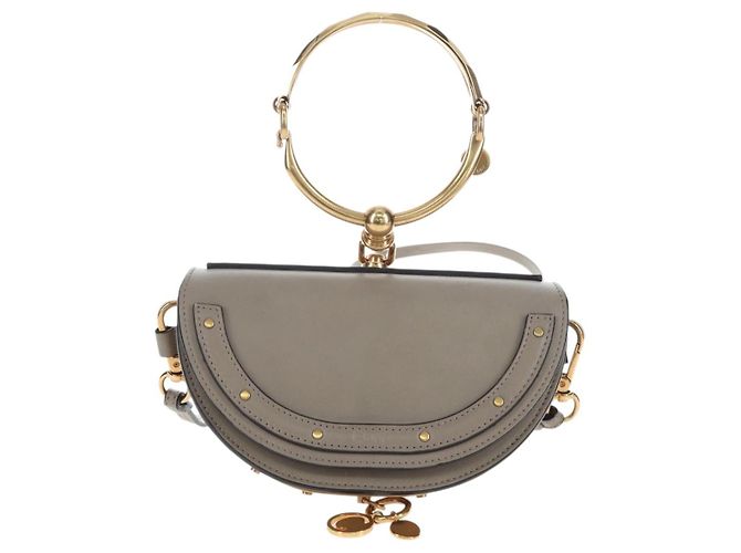 Chloé Chloe Nile Minaudiere Handtasche Leder 2way Beige Gold Auth 203780V Golden - Ansicht 2
