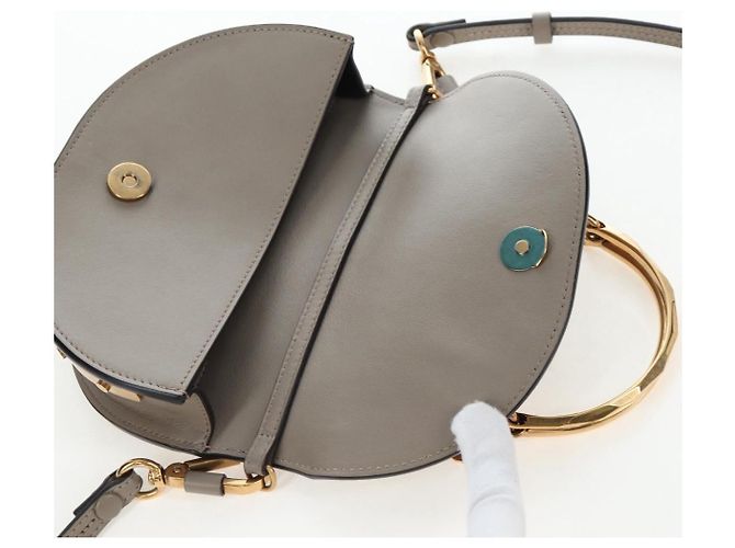 Chloé Chloe Nile Minaudiere Handtasche Leder 2way Beige Gold Auth 203780V Golden - Ansicht 20