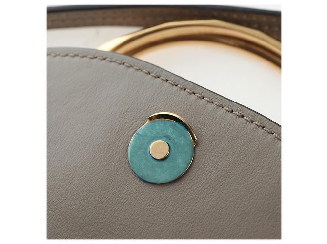 Chloé Chloe Nile Minaudiere Handtasche Leder 2way Beige Gold Auth 203780V Golden - Ansicht 21