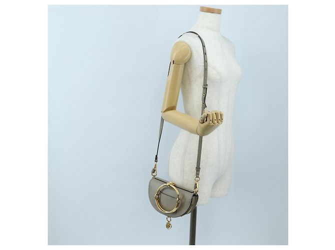 Chloé Chloe Nile Minaudiere Handtasche Leder 2way Beige Gold Auth 203780V Golden - Ansicht 28