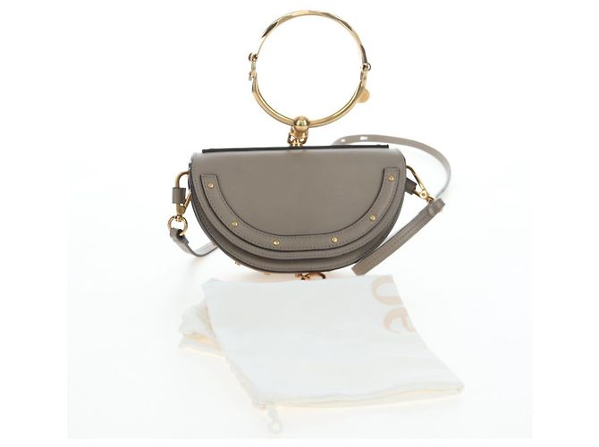 Chloé Chloe Nile Minaudiere Handtasche Leder 2way Beige Gold Auth 203780V Golden - Ansicht 29