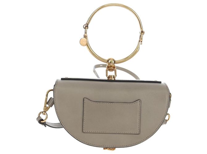 Chloé Chloe Nile Minaudiere Handtasche Leder 2way Beige Gold Auth 203780V Golden - Ansicht 3