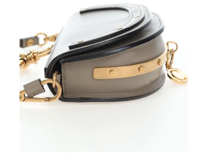 Chloé Chloe Nile Minaudiere Handtasche Leder 2way Beige Gold Auth 203780V Golden - Ansicht 4