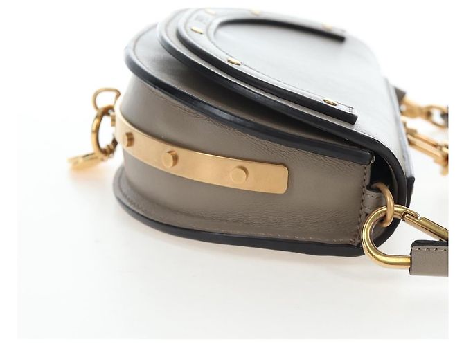 Chloé Chloe Nile Minaudiere Handtasche Leder 2way Beige Gold Auth 203780V Golden - Ansicht 5