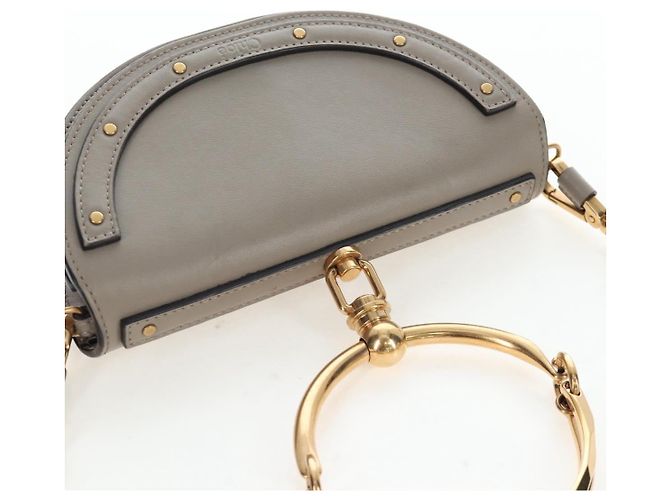 Chloé Chloe Nile Minaudiere Handtasche Leder 2way Beige Gold Auth 203780V Golden - Ansicht 6