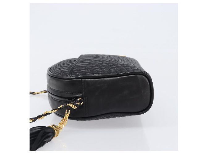 Bolsa de Ombro com Corrente BALLY em Couro Preto e Dourado Auth BA15568A - vista 5