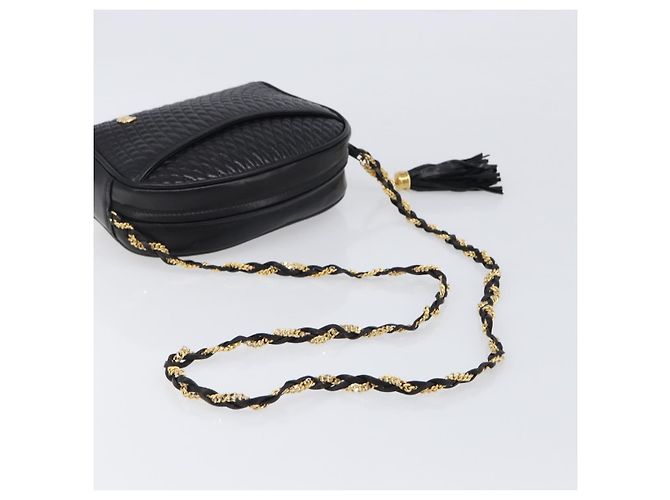 Bolsa de Ombro com Corrente BALLY em Couro Preto e Dourado Auth BA15568A - vista 7