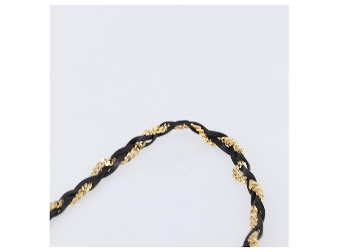 Bolsa de Ombro com Corrente BALLY em Couro Preto e Dourado Auth BA15568A - vista 9