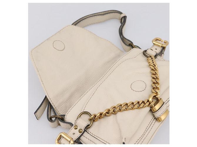 Chloé Borsa a tracolla Chloe Paddington in pelle Outlet White Gold Tone Auth BA15569V Bianco - vista 14