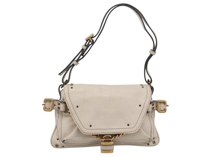 Chloé Borsa a tracolla Chloe Paddington in pelle Outlet White Gold Tone Auth BA15569V Bianco - vista 2