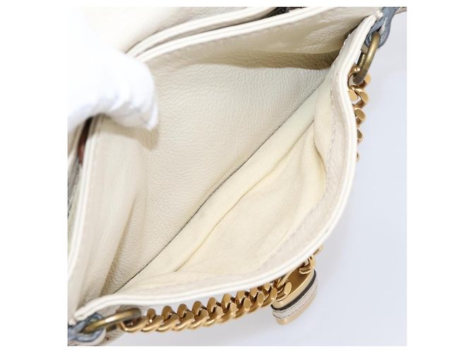 Chloé Borsa a tracolla Chloe Paddington in pelle Outlet White Gold Tone Auth BA15569V Bianco - vista 26