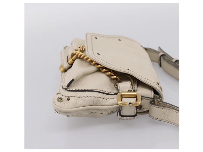 Chloé Borsa a tracolla Chloe Paddington in pelle Outlet White Gold Tone Auth BA15569V Bianco - vista 5