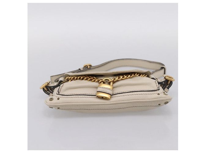 Chloé Borsa a tracolla Chloe Paddington in pelle Outlet White Gold Tone Auth BA15569V Bianco - vista 9