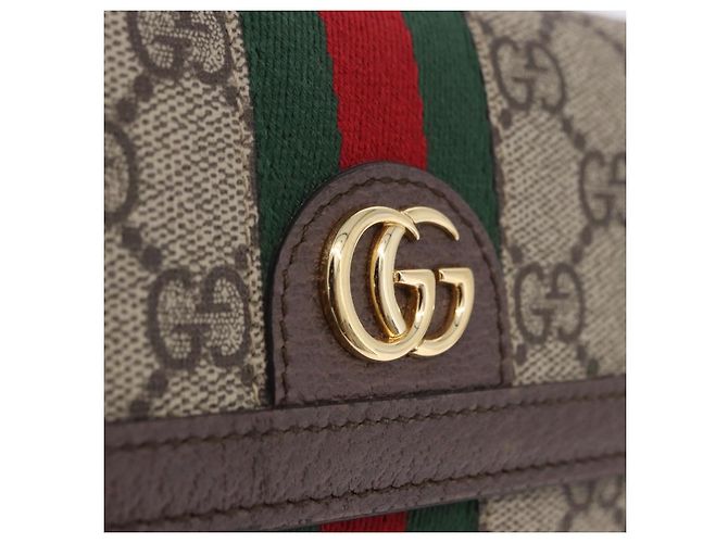 Cartera larga GUCCI GG Supreme PVC Beige Gold Auth 203095M Dorado - vista 12