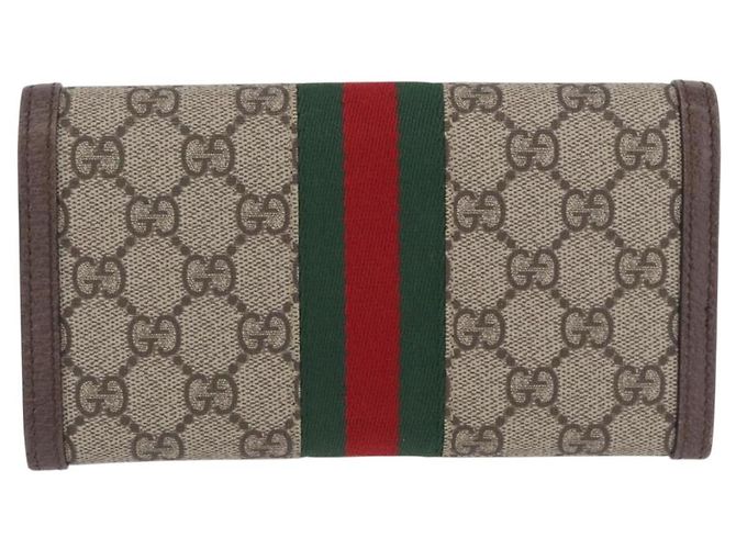 Cartera larga GUCCI GG Supreme PVC Beige Gold Auth 203095M Dorado - vista 3