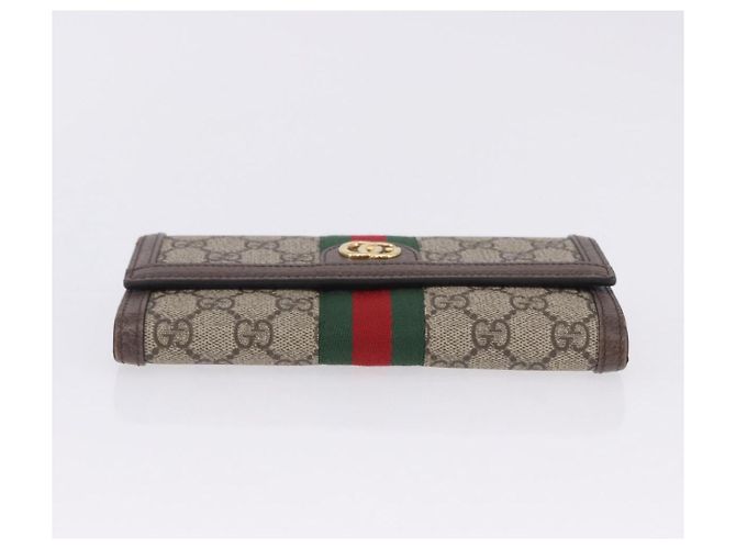 Cartera larga GUCCI GG Supreme PVC Beige Gold Auth 203095M Dorado - vista 7