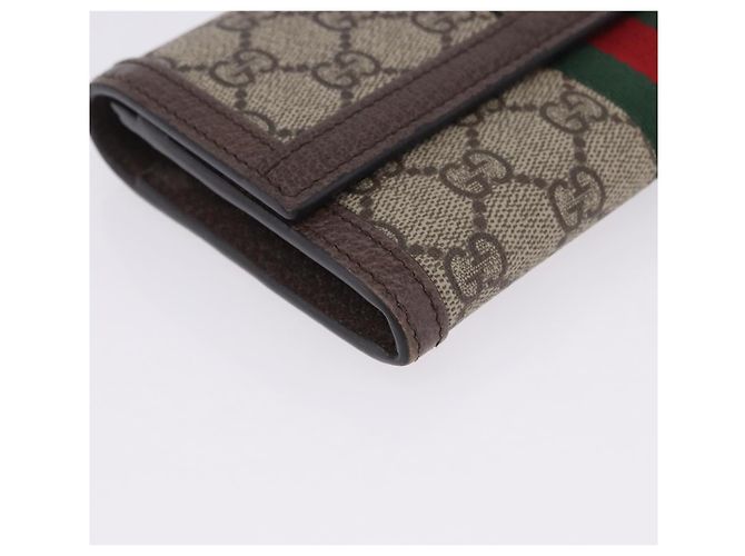 Cartera larga GUCCI GG Supreme PVC Beige Gold Auth 203095M Dorado - vista 8
