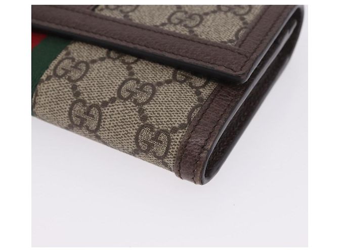Cartera larga GUCCI GG Supreme PVC Beige Gold Auth 203095M Dorado - vista 9