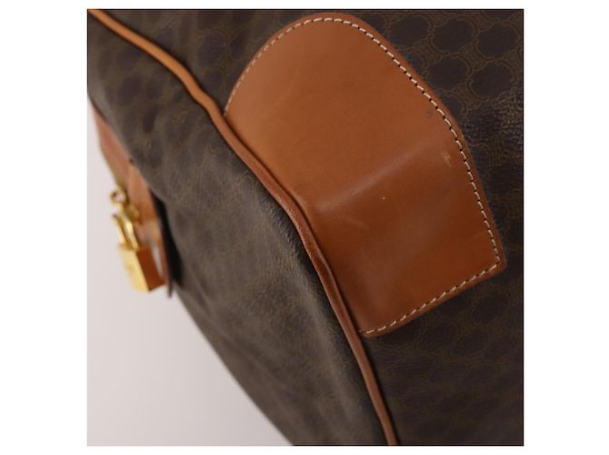 Céline CELINE Macadam Canvas Boston Bag PVC Leather Brown Gold Auth 203442V Braun Golden - Ansicht 11