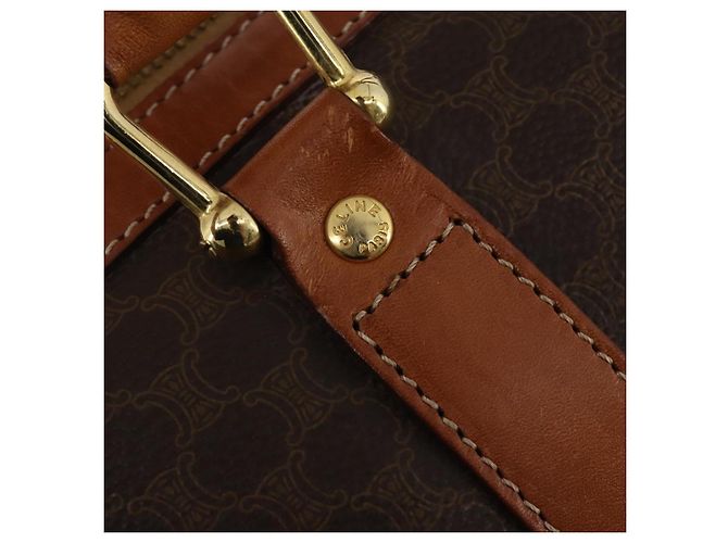 Céline CELINE Macadam Canvas Boston Bag PVC Leather Brown Gold Auth 203442V Braun Golden - Ansicht 14